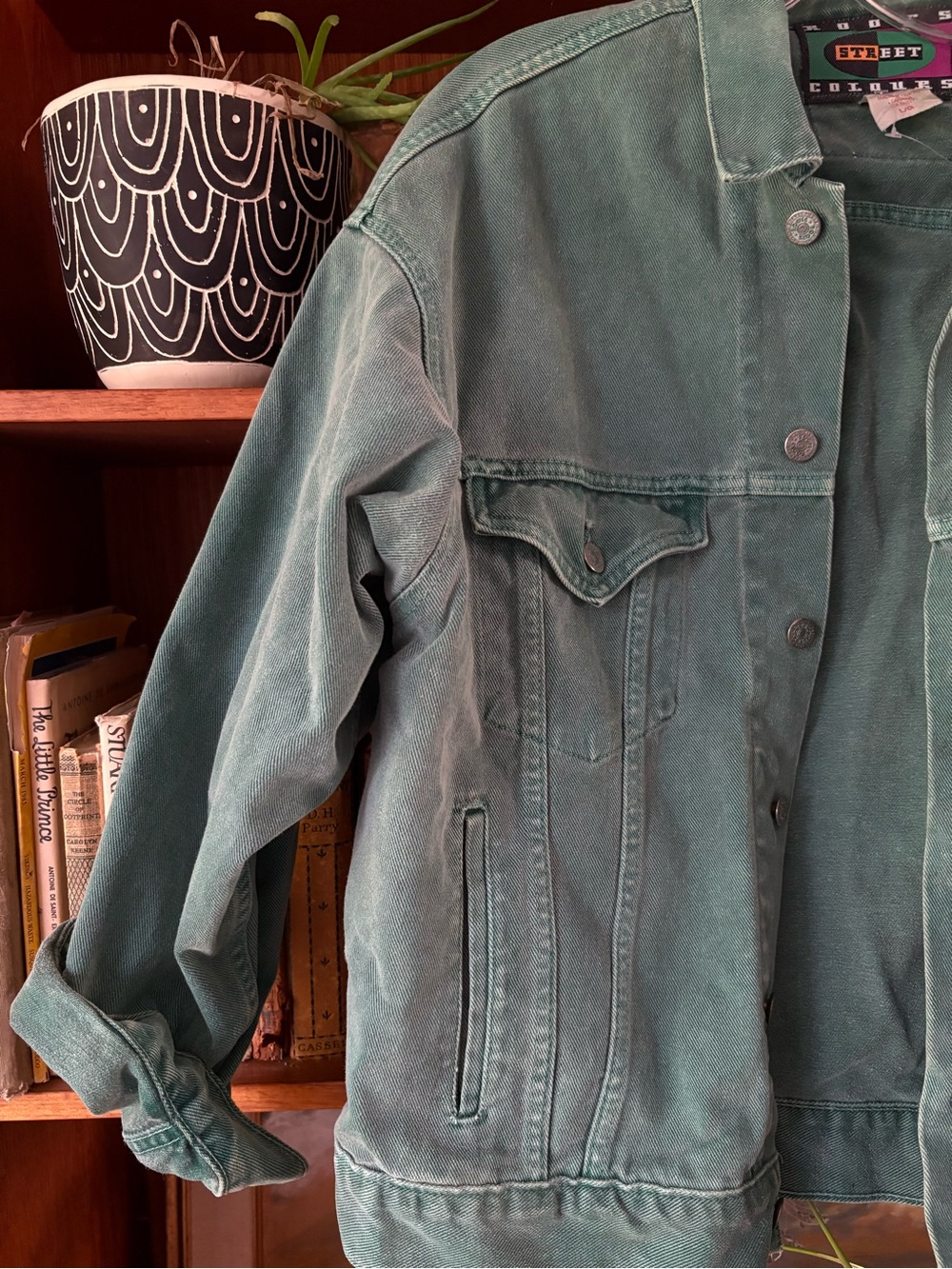 90s Roots Street Colours Capsule Collection Oversized Deep Teal Jean Jacket L - Picture 3 of 5